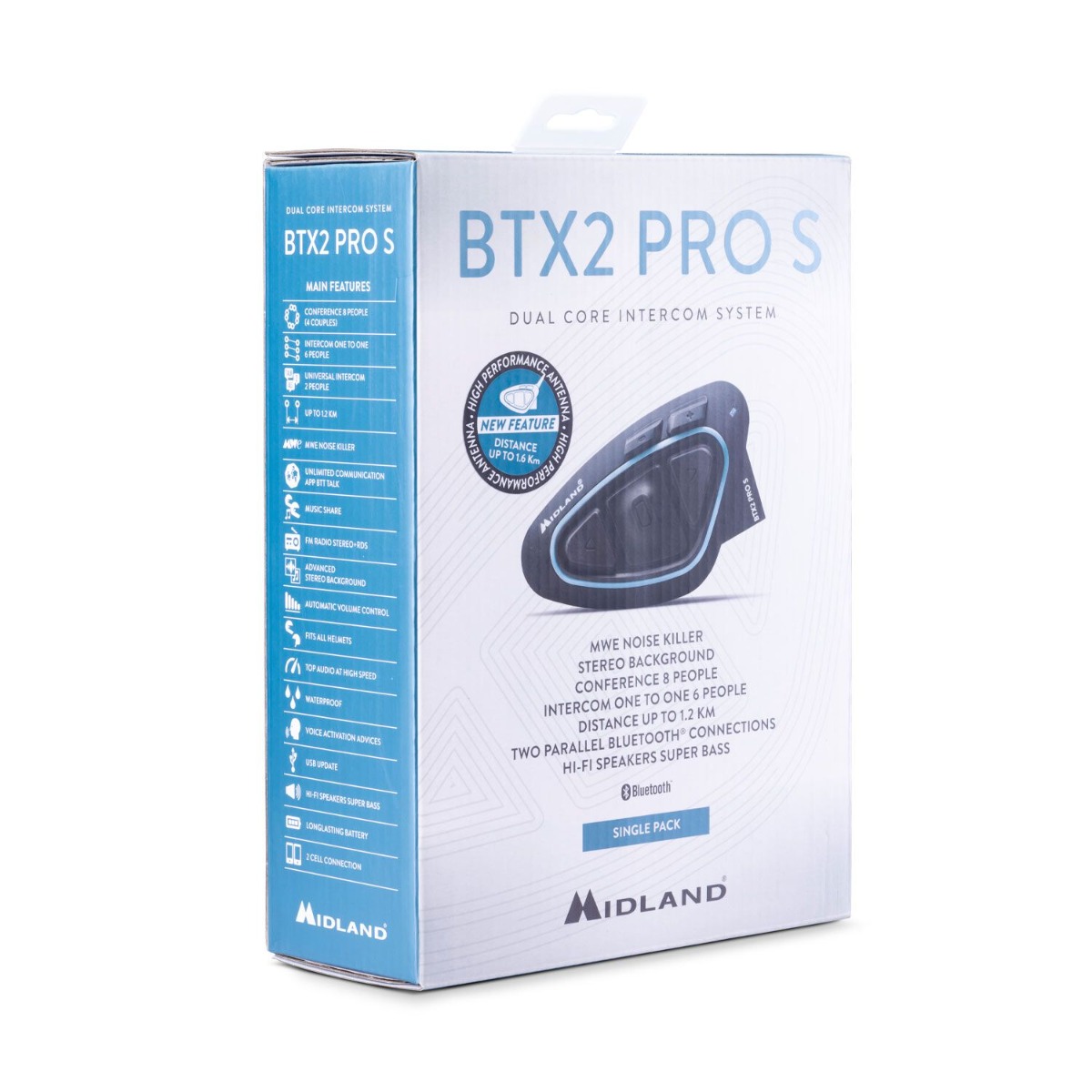 Midland BTX2 Pro S LR Single Motorrad-Gegensprechanlage
