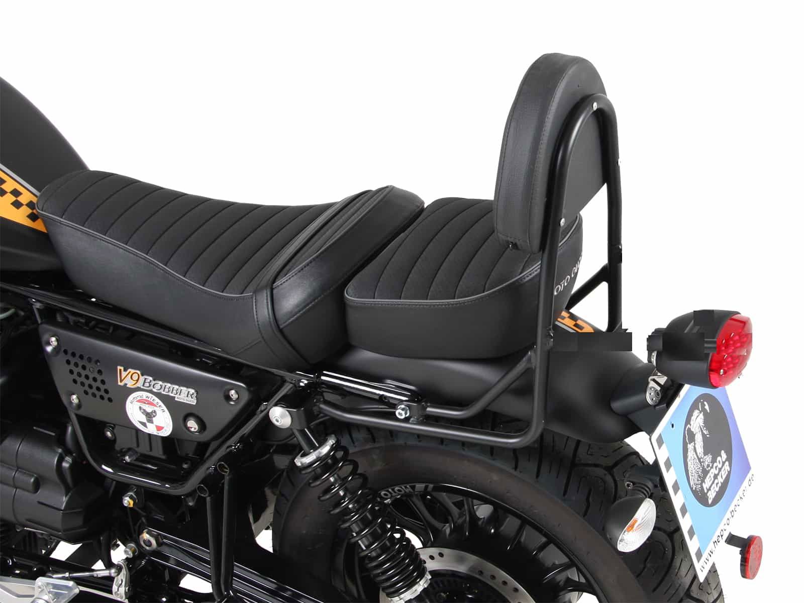 Hepco&Becker Sissybar ohne Gepäckträger schwarz für Moto Guzzi V9 Bobber mit langem Sattel / Sonderedition ab 2021