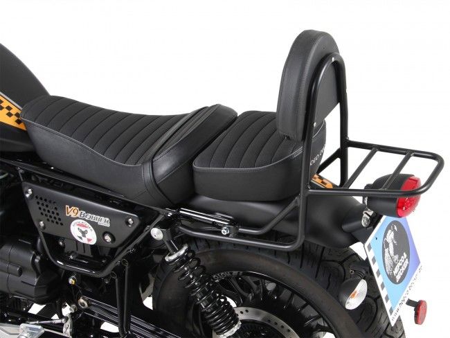 Hepco&Becker Sissybar mit Gepäckträger schwarz für Hepco&Becker Moto Guzzi V9 Bobber mit langer Sitzbank ab 2016